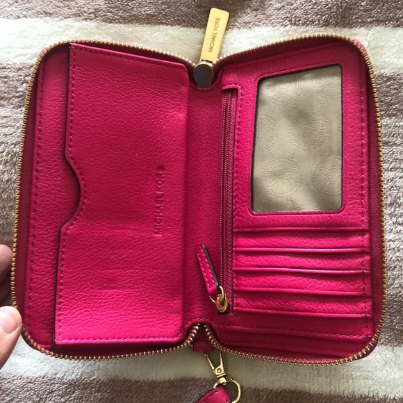 Michael Kors Hot Pink and Gold Wristlet - Picture 5 of 6